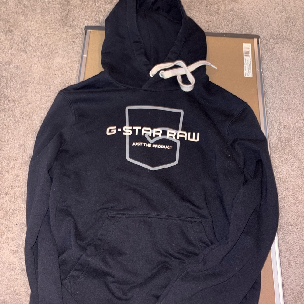 G-Star Raw Black Hoodie with White Logo